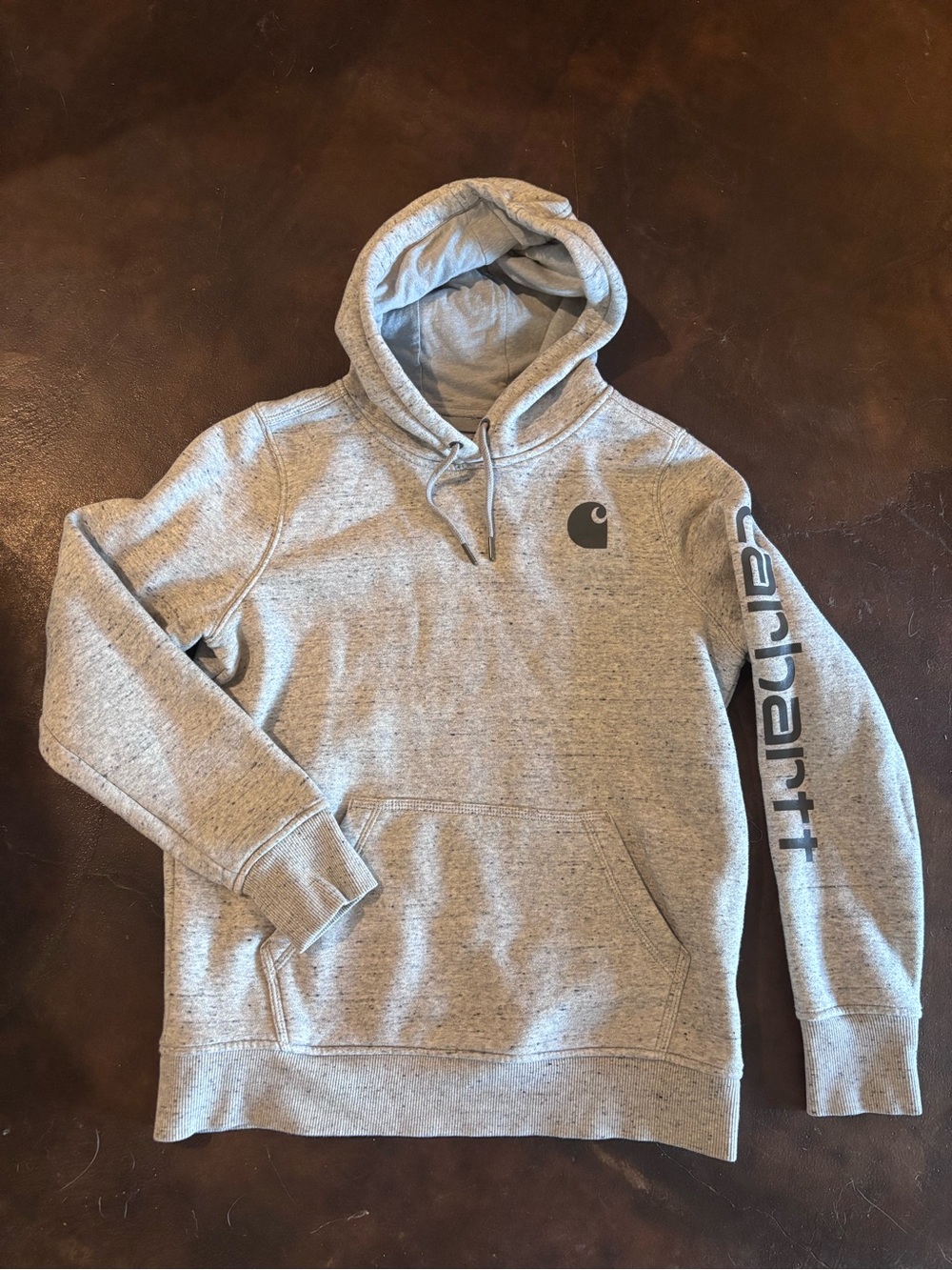 Carhartt Gray Hoodie Sweatshirt Logo Sleeve Womens Size Medium (8-10)